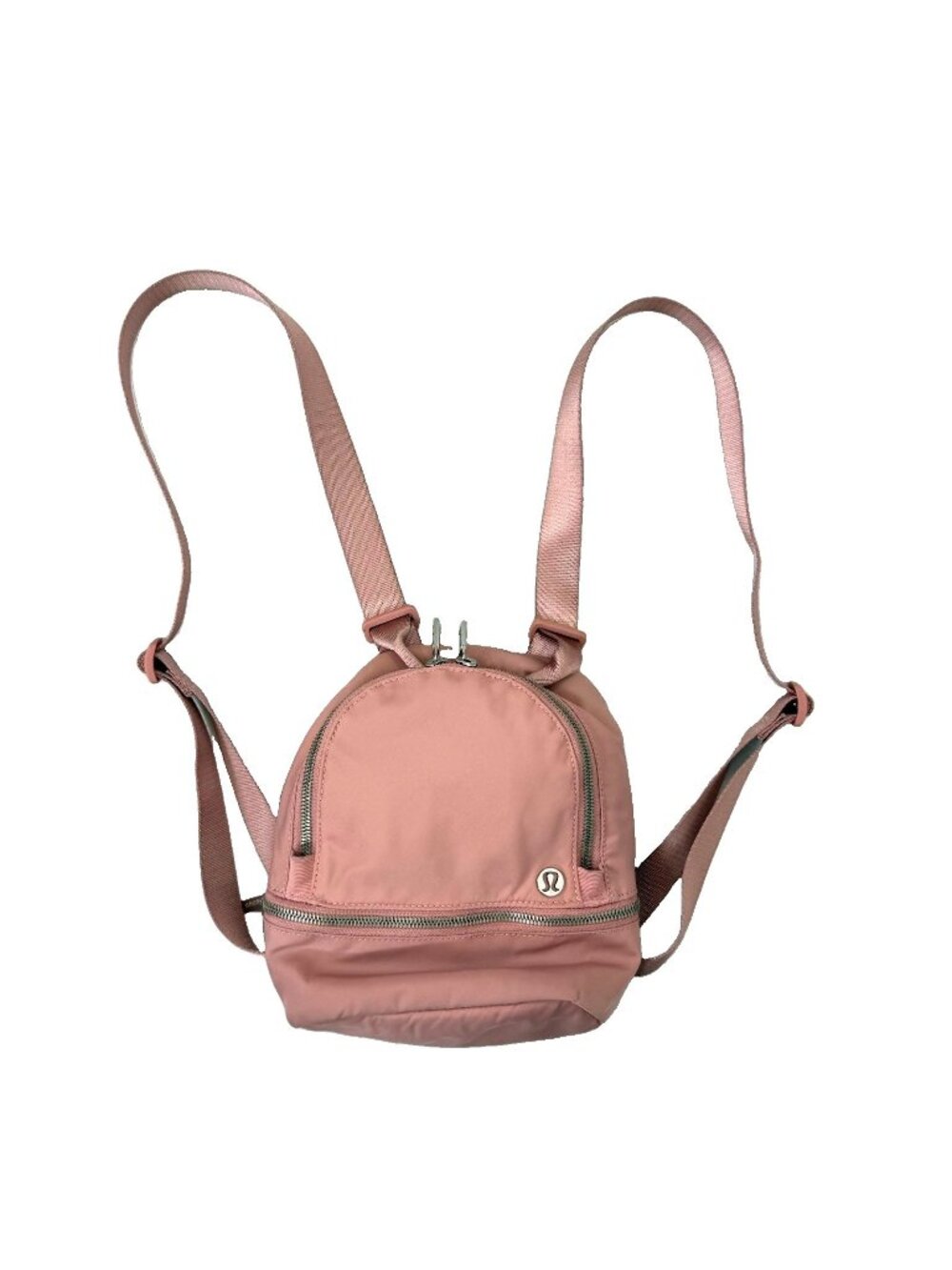Lululemon City Adventure Mini Backpack Purse Pink Silver Zippers